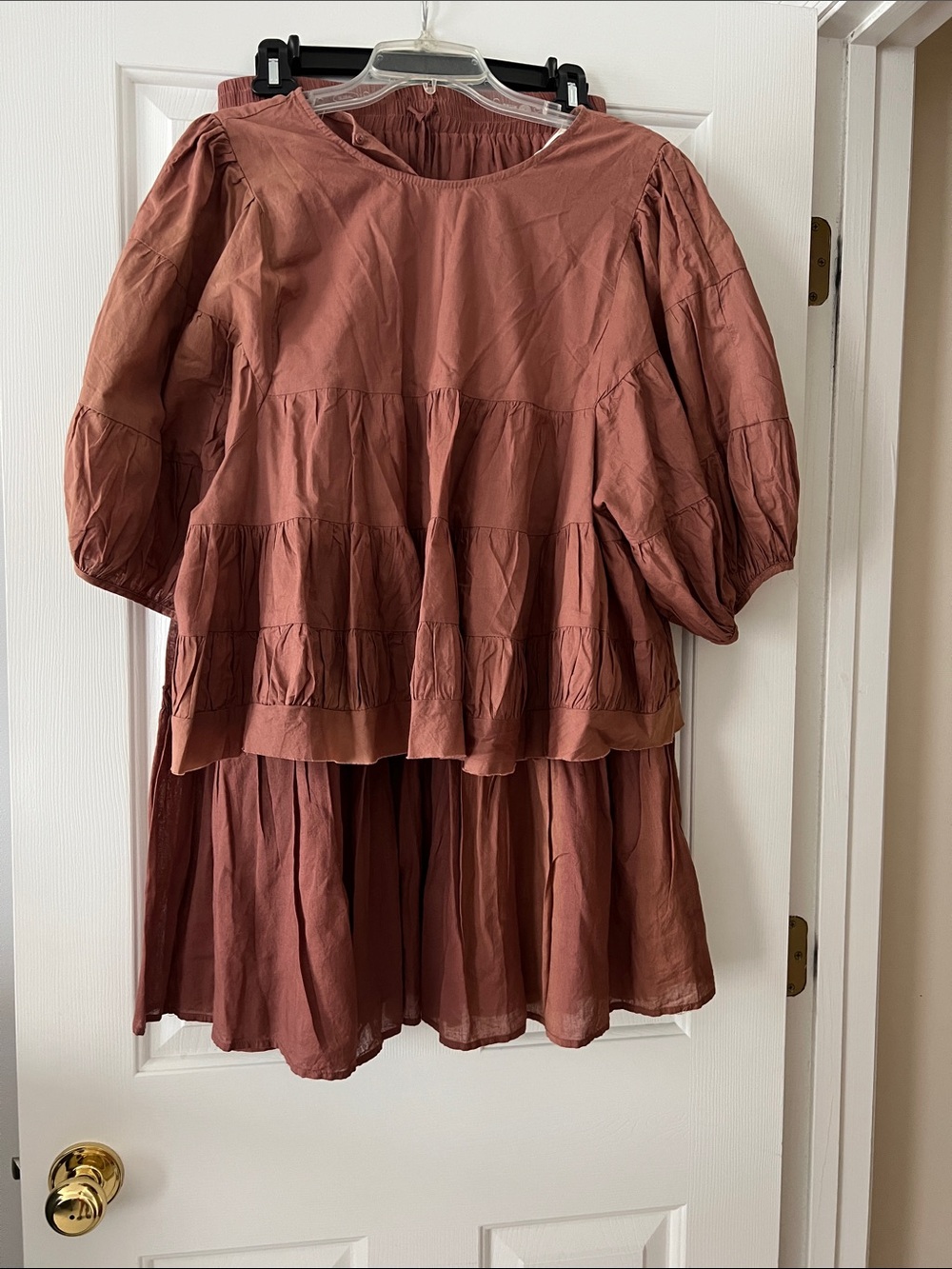 At Last Tiered Maxi Skirt 32” long set - Dusty Brick